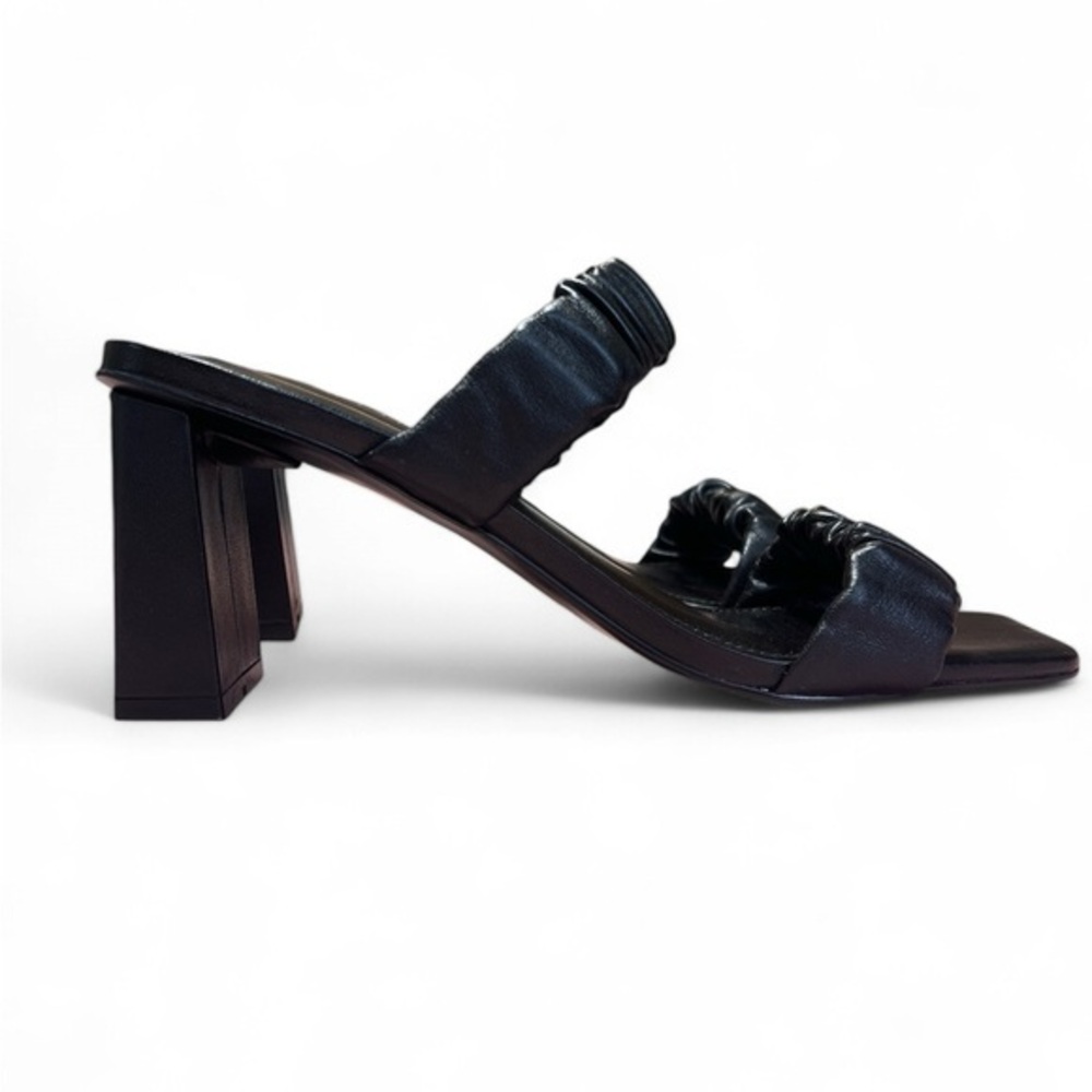 Guess Women 8.5 M Black Aindrea Black Shirred 2.75" Block Heel Slip‎ On Mules - Picture 4 of 9